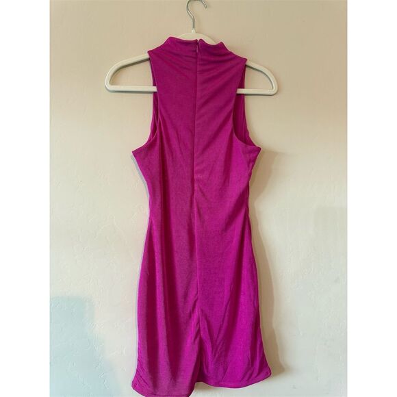 Naked Wardrobe Women's Pink Bodycon Minidress Size L Mock Neck Party Dress - Picture 5 of 5